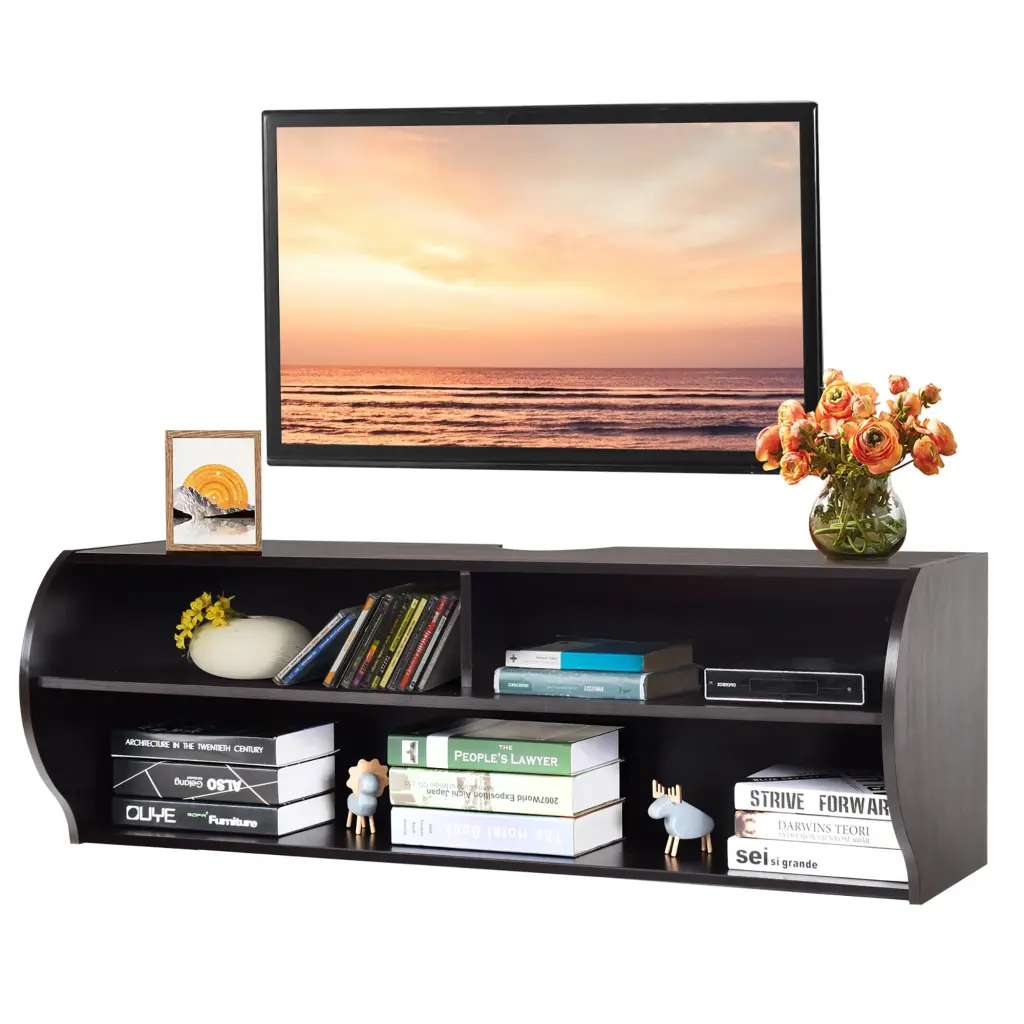 Costway 48.5-inch Wall Mounted Audio/Video TV Stand Shelves - Living Room Furniture