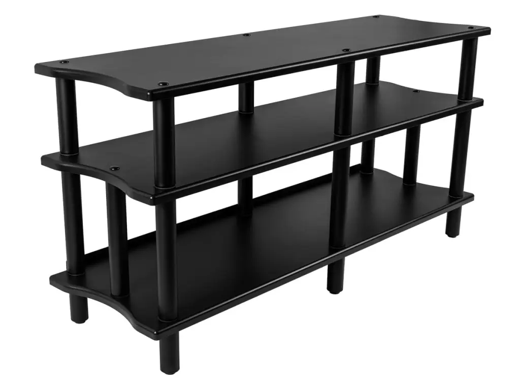 Monoprice Monolith Double-Wide XL 3-Tier AV Stand Black 300 lbs Capacity Per Shelf Home Theater