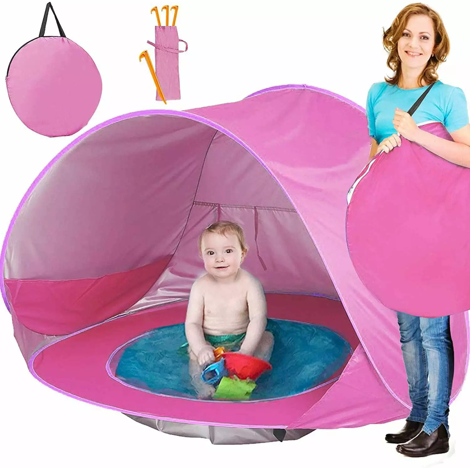 Visland Baby Beach Tent Popup Portable Sun Shelter Pool 50+ UPF UV Protection Waterproof 300MM Summer Outdoor Tent Baby Kids
