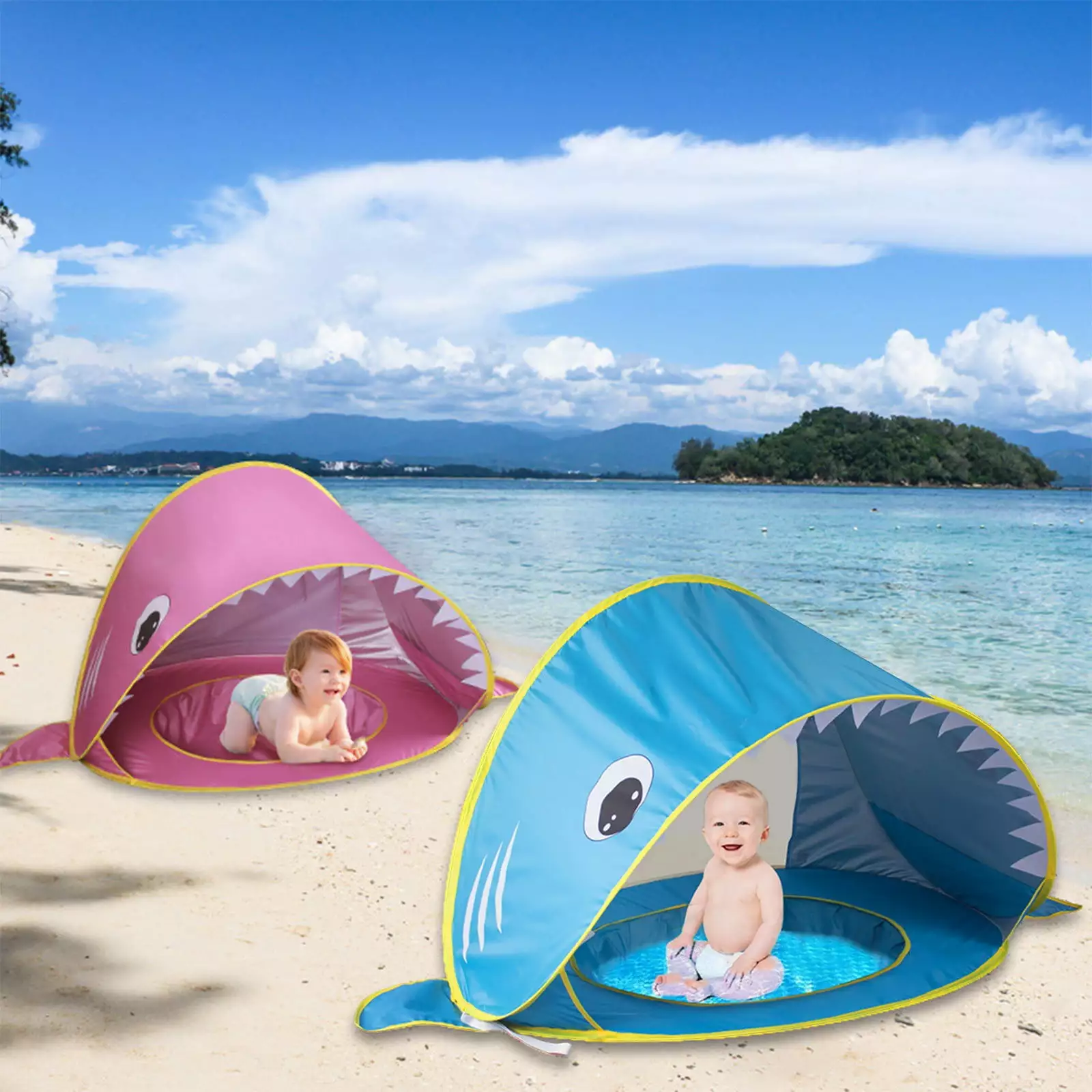 Baby Beach Tent Automatic Quick Opening Portable Sun Shelter Infant Pool Sun Protection