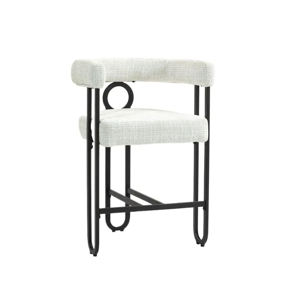 Coolmore Modern Bar Stool Back Black Metal Counter Height Chair Set 1 house hold-w1588