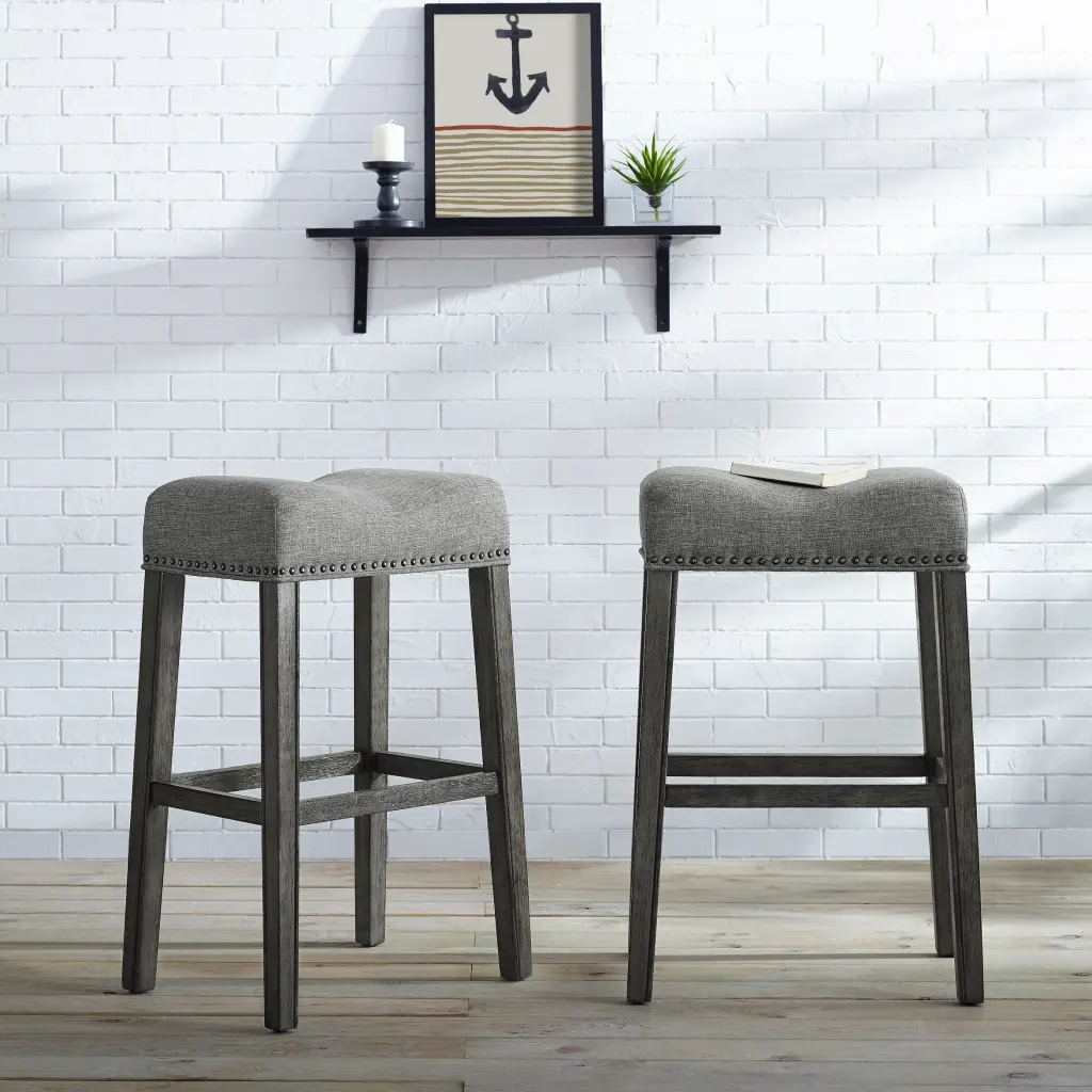 Coco Upholstered Backless Saddle Seat Bar Stools 29 Inch Height Set 2 hz