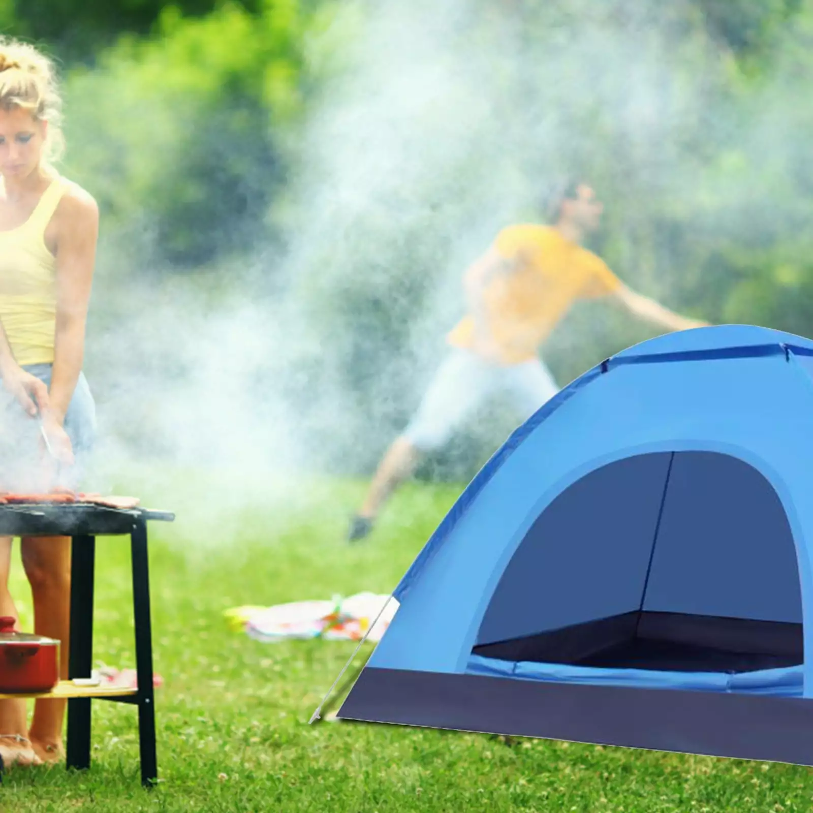 Instant Automatic Expansion Lightweight Camping Tent Outdoor Family Travel, Easy Set Up Backpacking Tent Free