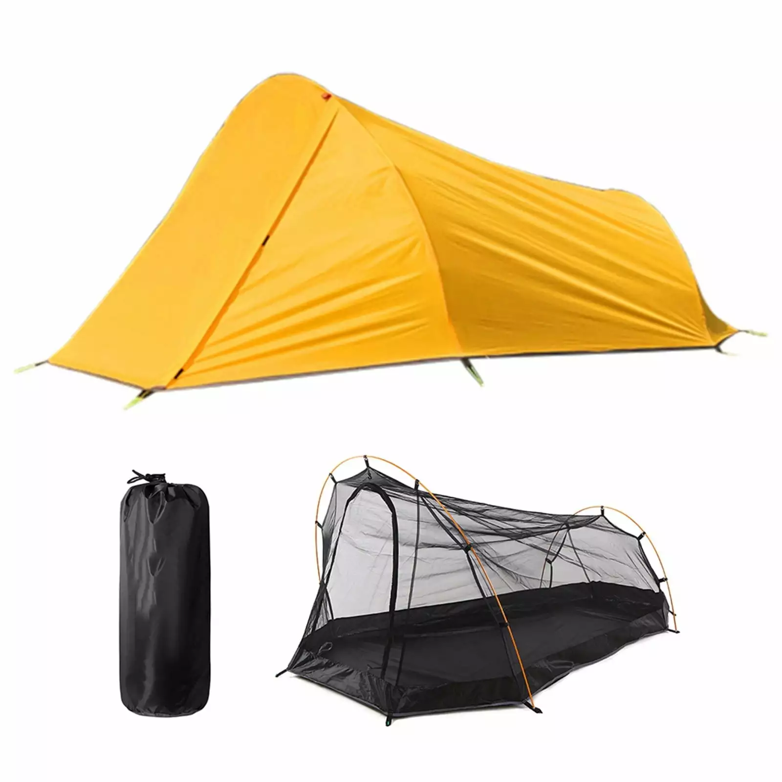 Waterproof Camping Tent 2 Person Outdoor Tent Biking Hiking Summer Beach Yellow