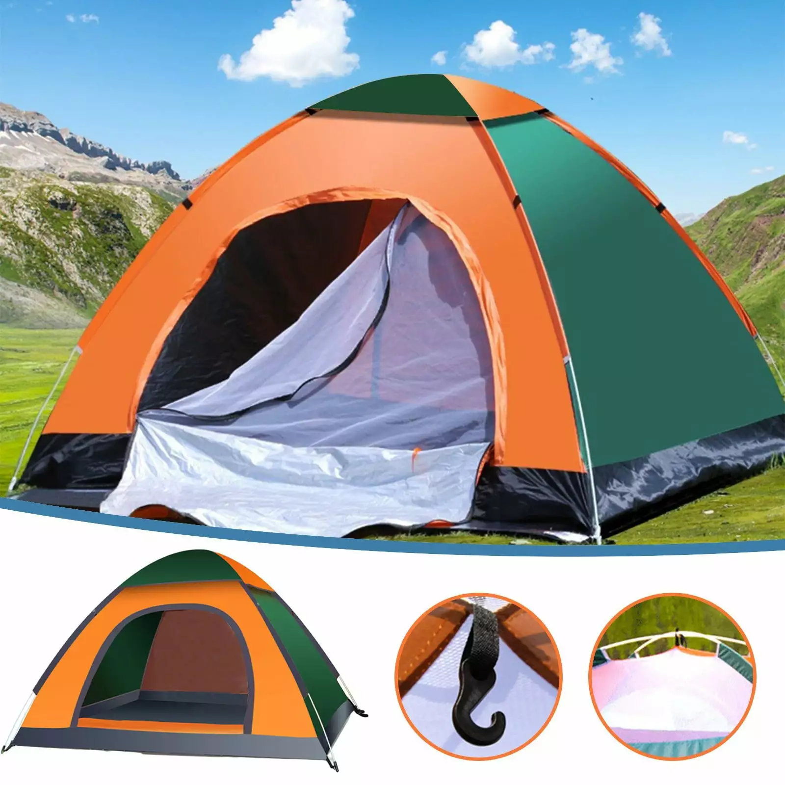 XEOVHV 2 Person Blackout Waterproof Camping Tent Rainfly Outdoor Hiking