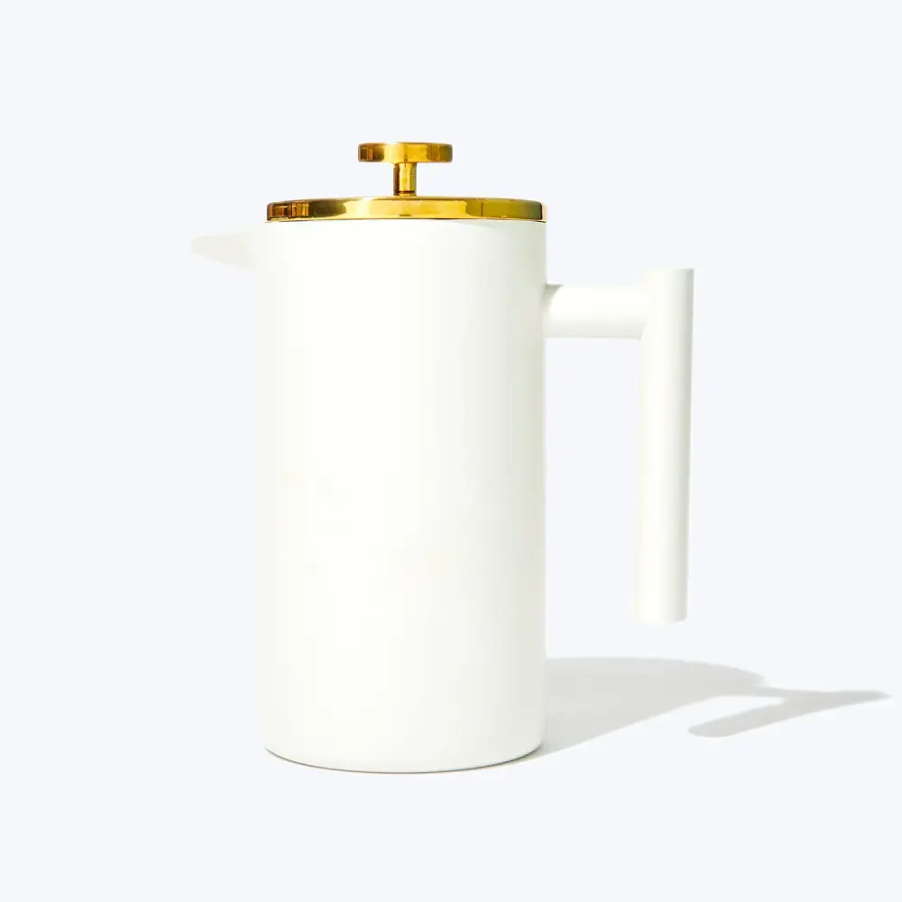French Press- Soft-touch White & Shiny Gold