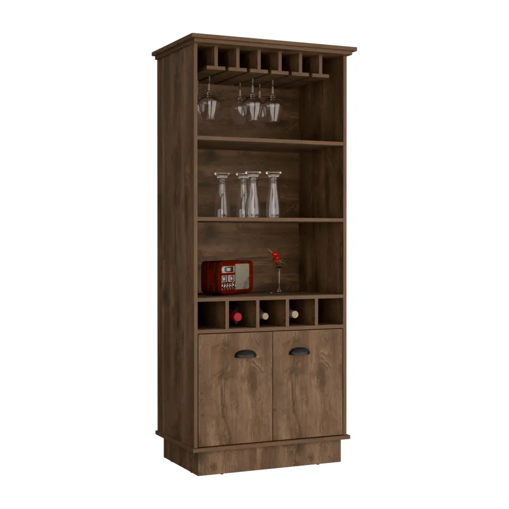 Bar Cabinet Wine Rack 70 Inch H Upper Glass Cabinet Three Open Storage Modern Home Bar Furniture depot e-shop