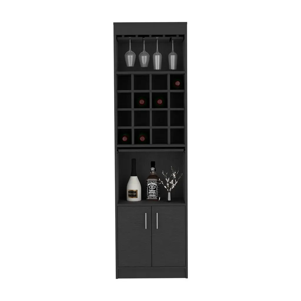 Bar Double Door Cabinet Sixteen Built- Wine Rack and Concealable Service depot e-shop