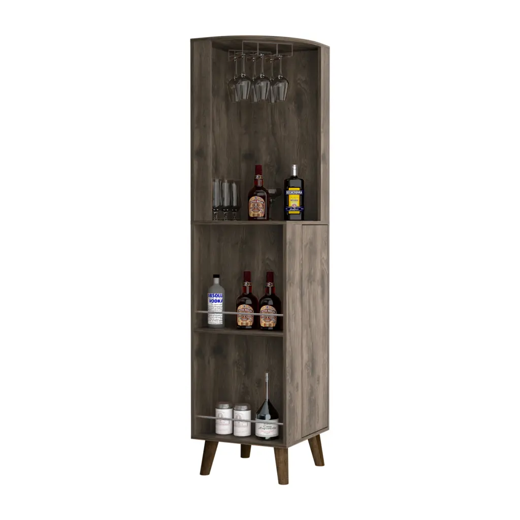 Corner Bar Cabinet Two External Shelves One Drawer Two Indoor Use Shelves Storage Unit depot e-shop