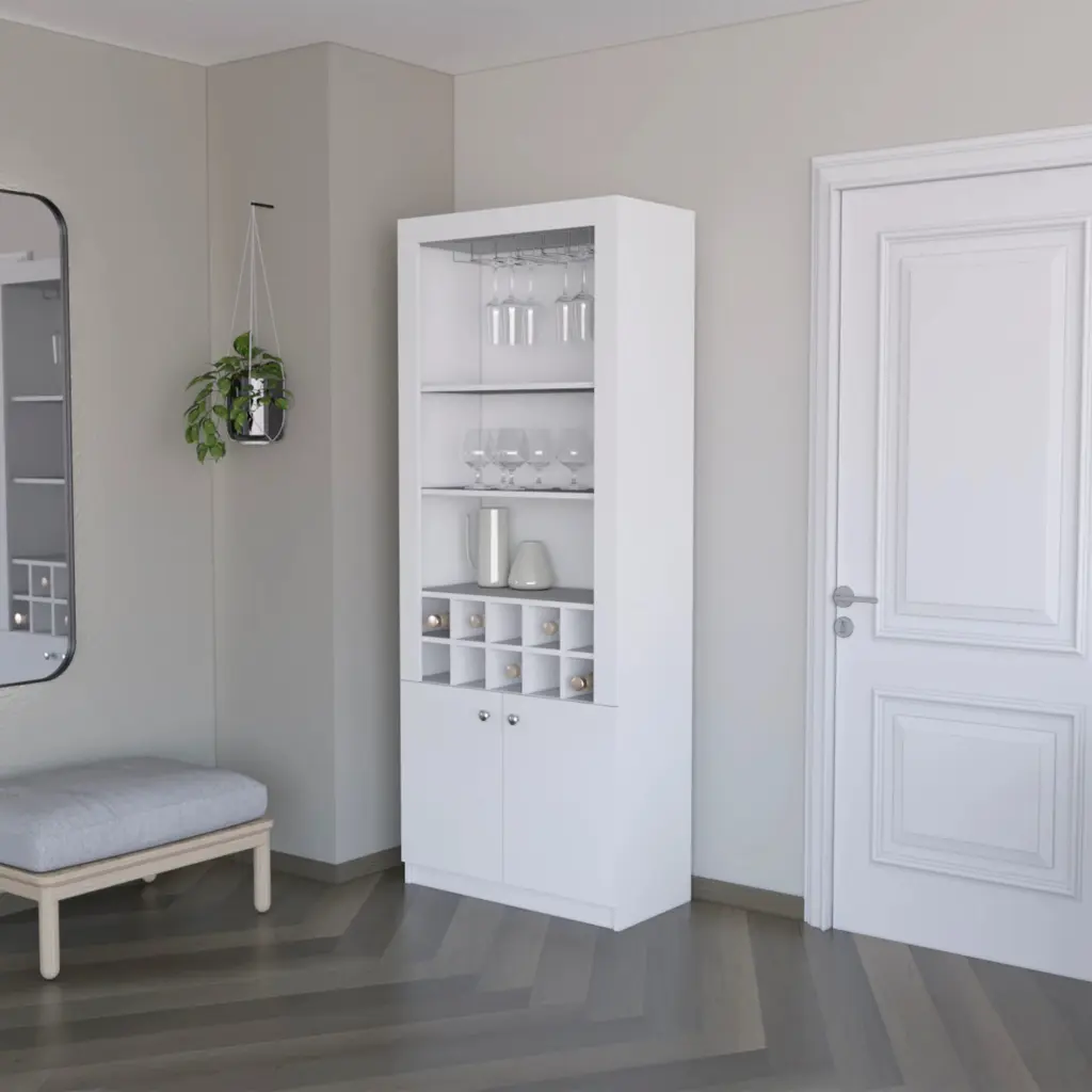 White Bar Cabinet Wine Storage And Three Shelves Standard White furniture max
