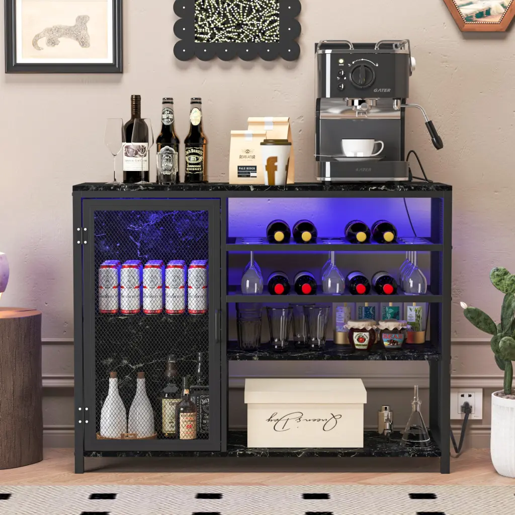 Bar Cabinet Wine Bar Cabinet Liquor Storage Credenza Sideboard Wine Rack And Glass Holder jxy furniture