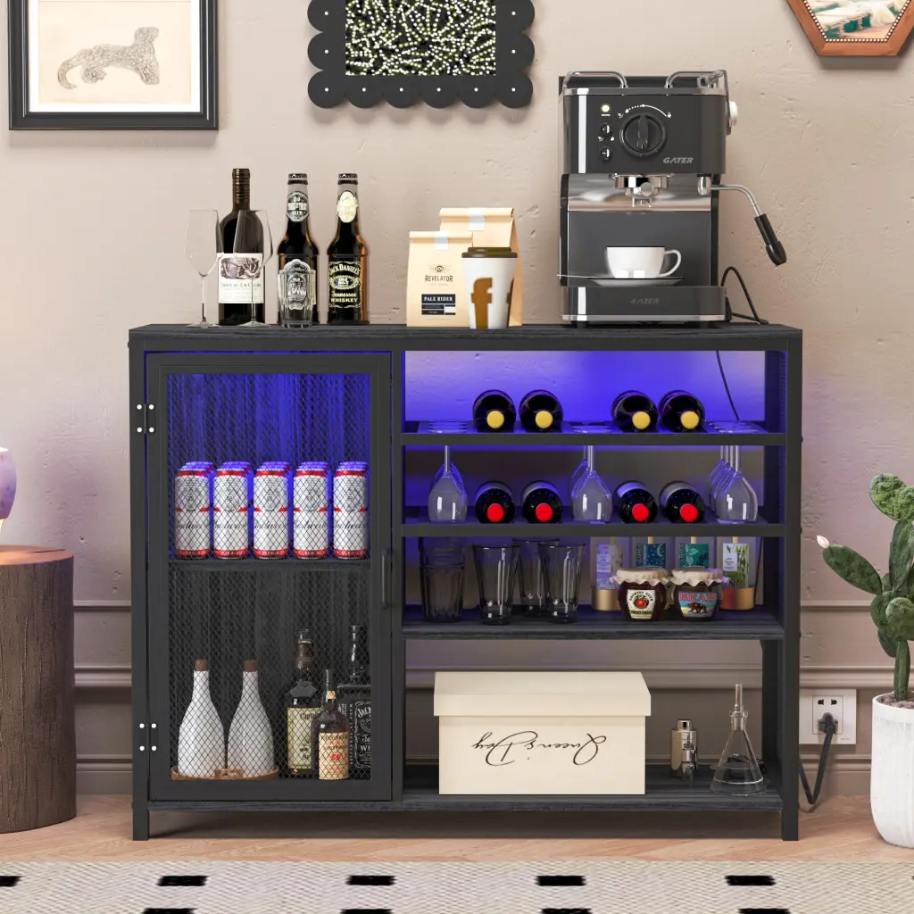 Bar Cabinet Wine Bar Cabinet Liquor Storage Credenza Sideboard Wine Rack jxy furniture