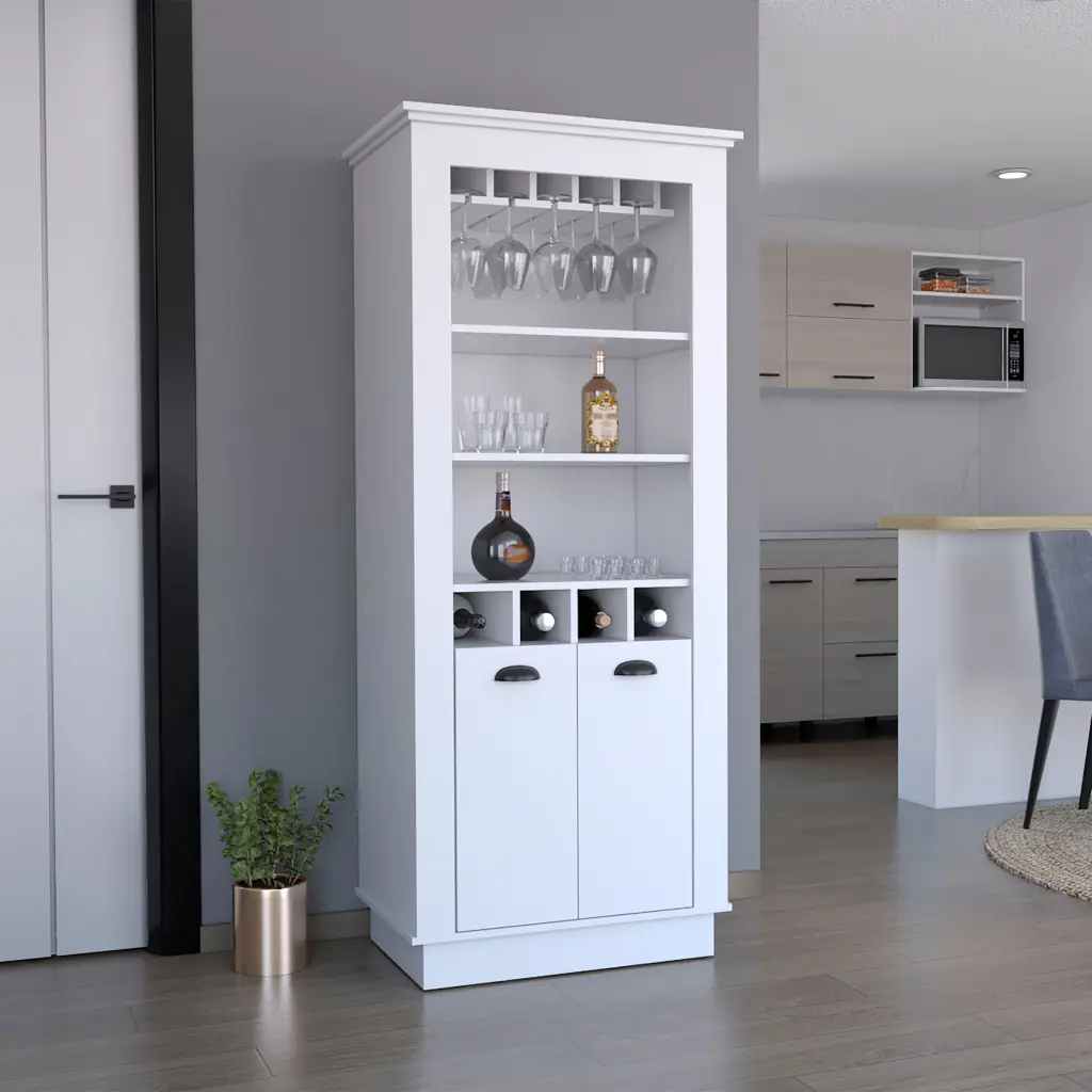 Lafayette Bar Cabinet 4 Bottle Rack, Crystal Holder, and Dual Doors rta muebles colombia