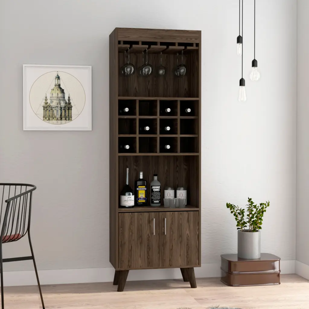Oslo Bar Cabinet Wine Rack Double Door Cabinet Twelve Bottle Capacity rta muebles colombia