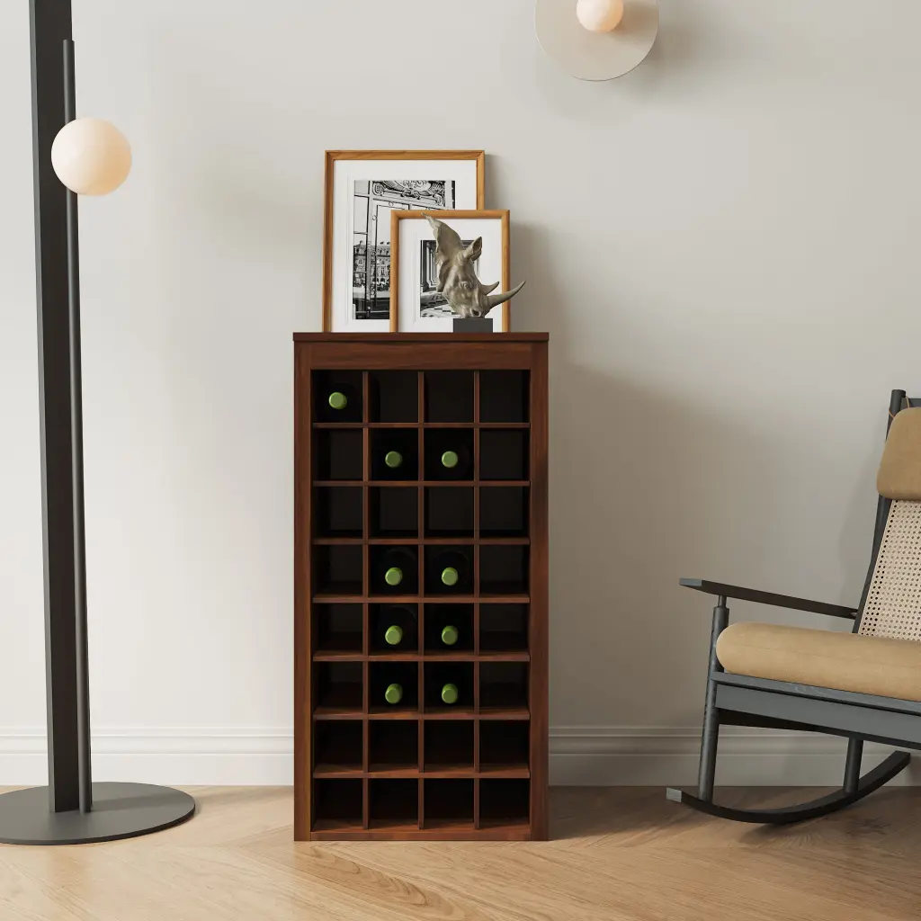 Brown Walnut Modular 32 Wine Bar Cabinet Buffet Cabinet shouguang simaite trade co.ltd