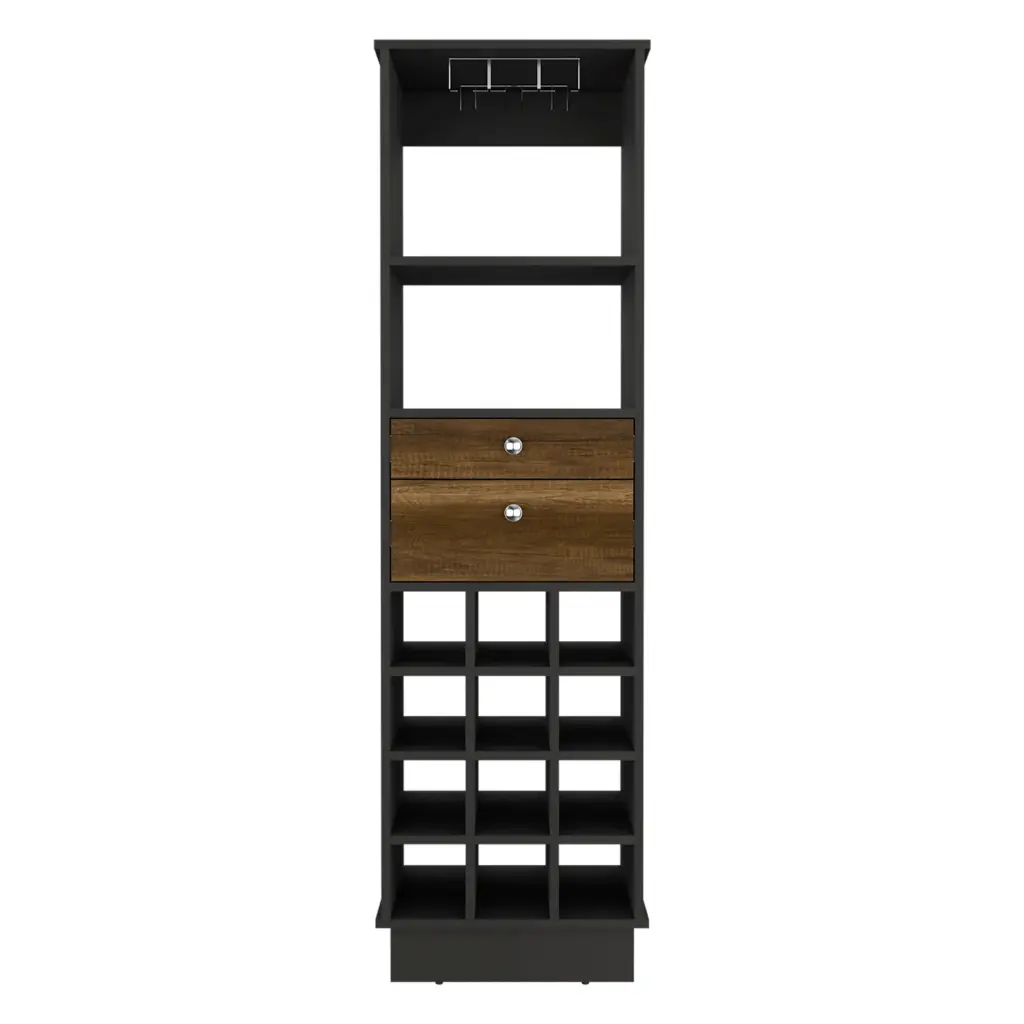Bar Cabinet Bureck Black Walnut Finish Particle Board treevol furniture