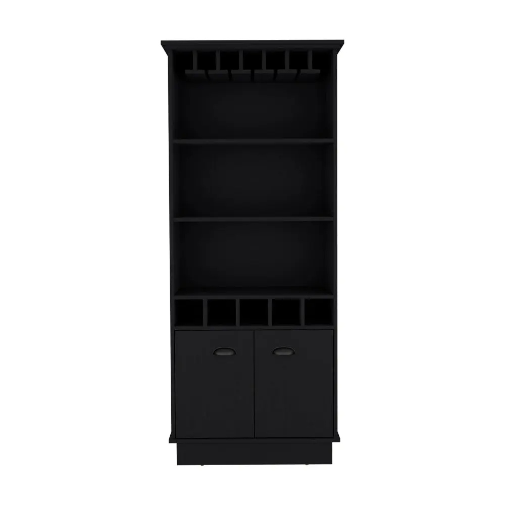 Bar Cabinet Taholah Black Particle Board Engineered Wood Living Room Storage treevol furniture