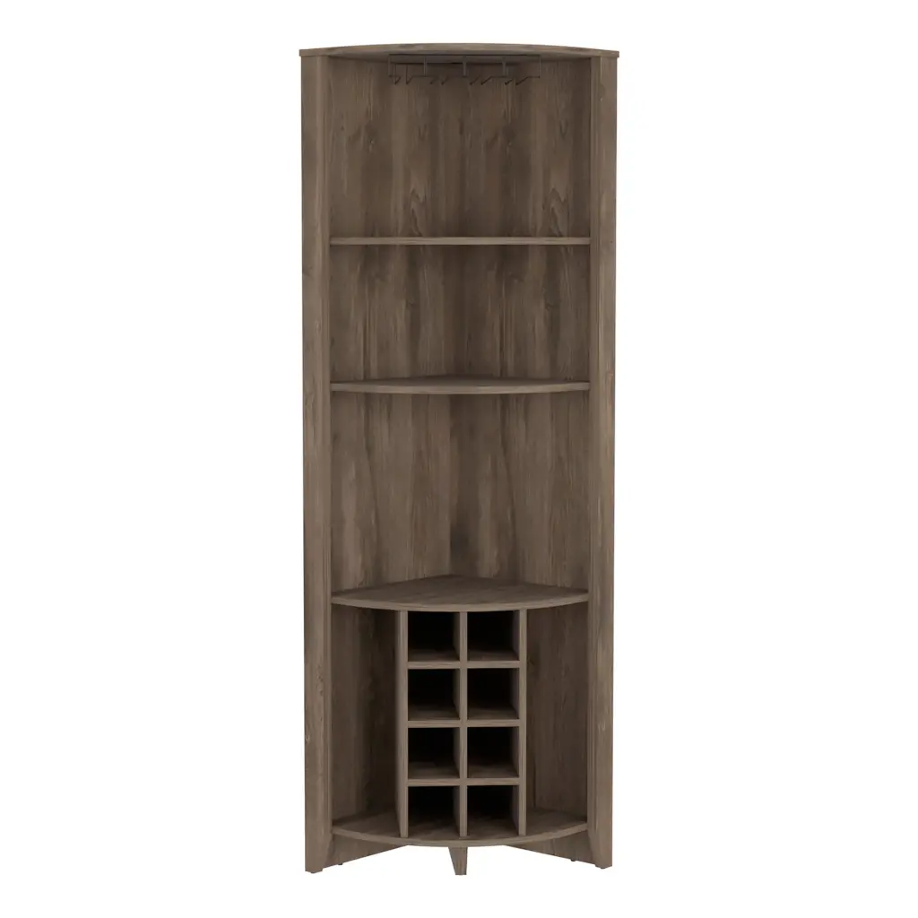 Corner Bar Cabinet Castle Living Room Dark Brown Particle Board treevol furniture