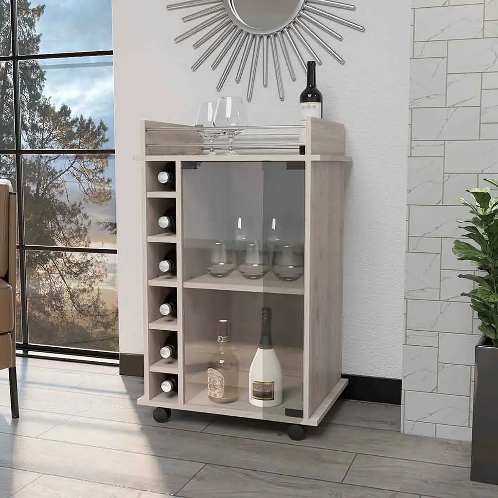 Vegas Bar Shopping Basket 2 Tier Cabinet Crystal Door And 6 Cubbies fm furniture