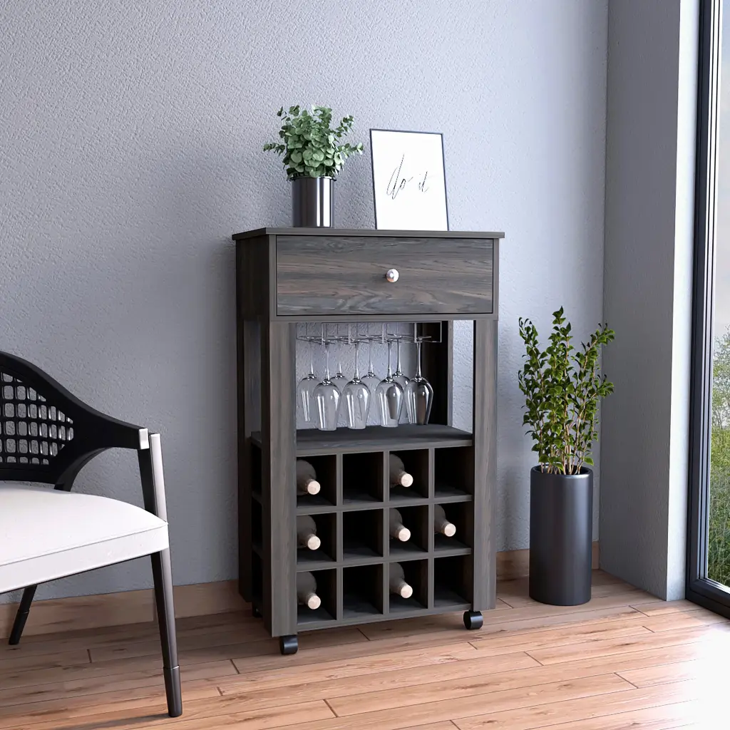 Depot E Shop Margh Bar Cart Drawer Carbon Espresso Brown Particle Board rta mubles colombia