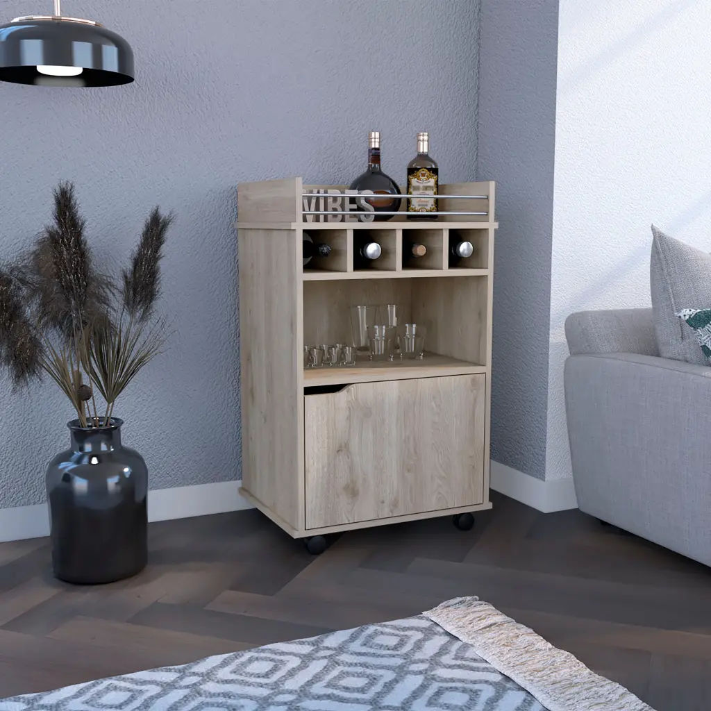 35 Inch Bar Cart Two Shelves and Four Wine Cubbies rta muebles colombia