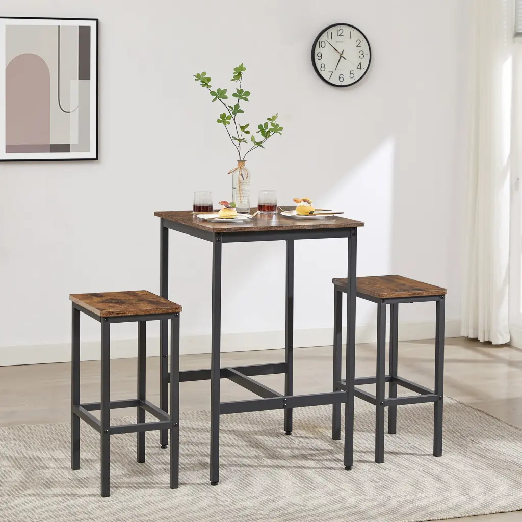 Bar Table Set Square Bar Table 2 Bar Chairs Industrial Style cz store