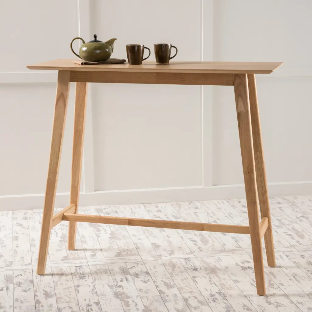 Wood Bar Table Natural Oak Finish 17.72 X 47.24 X 42.01 nh-onfind