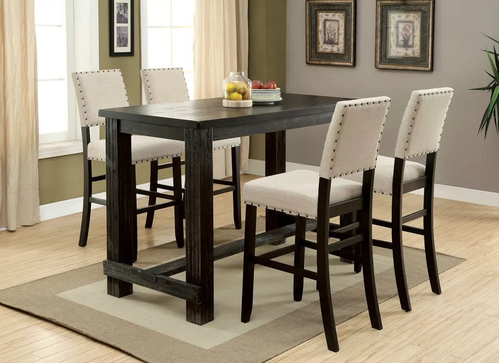 Antique Black 5-Piece Counter Height Dining Set Table and 4 Chairs kanepe
