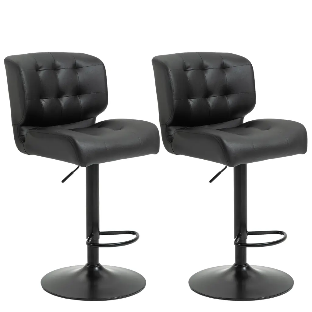 Homcom Bar Height Bar Stools Set 2 Customizable Seat Thick Padding Kitchen Stools aosom business