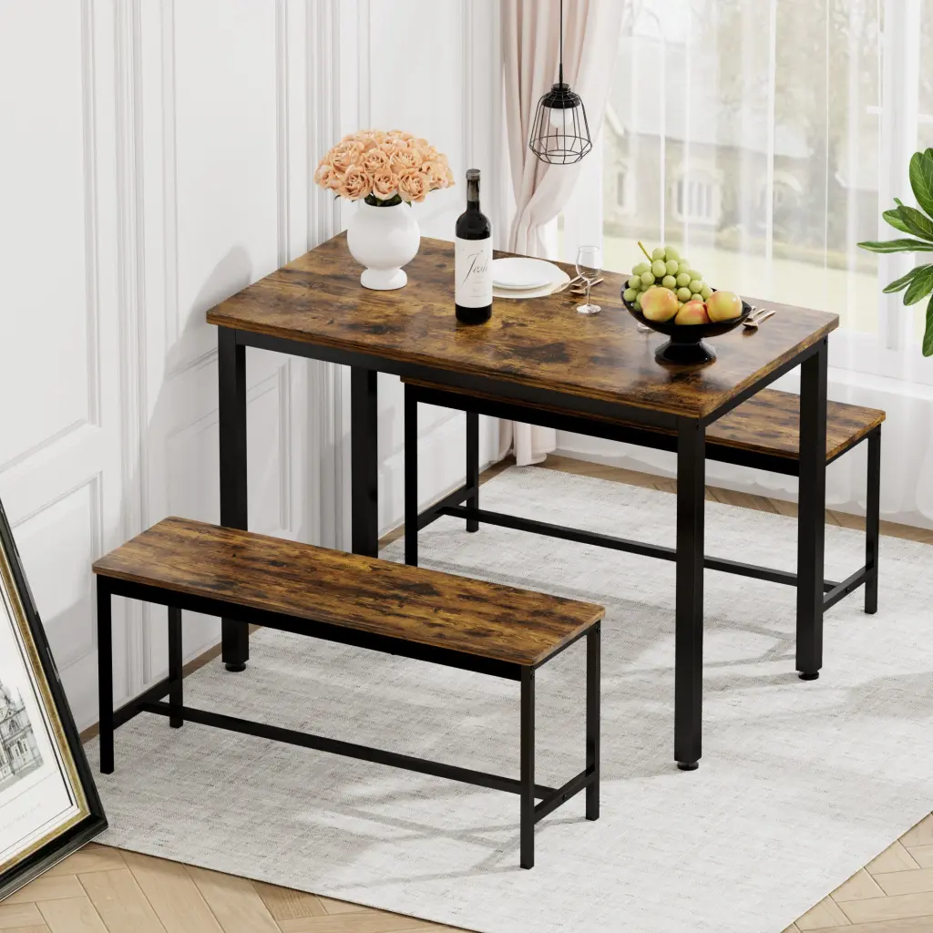 Dining Table Set Bar Table 2 Benches Kitchen Counter Height cz store
