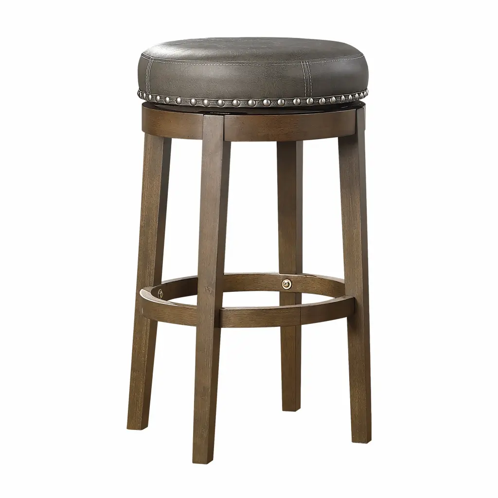 Round Swivel Bar Stools Set 2 Gray Faux Hide 360 Degree Swivel Stools Kitchen Island kanepe