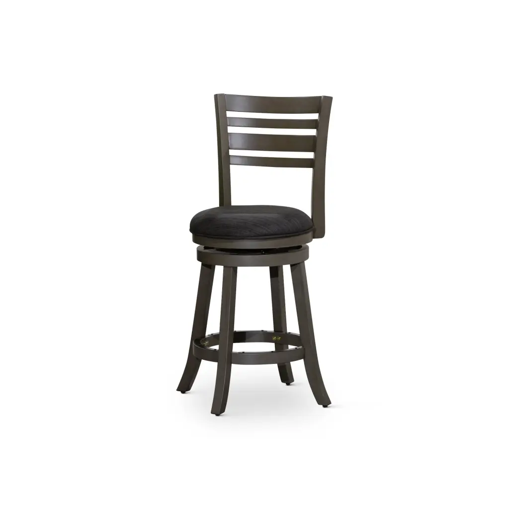 24 Inch Counter Height Swivel Stool Weathered Gray Finish and Charcoal Fabric dty home