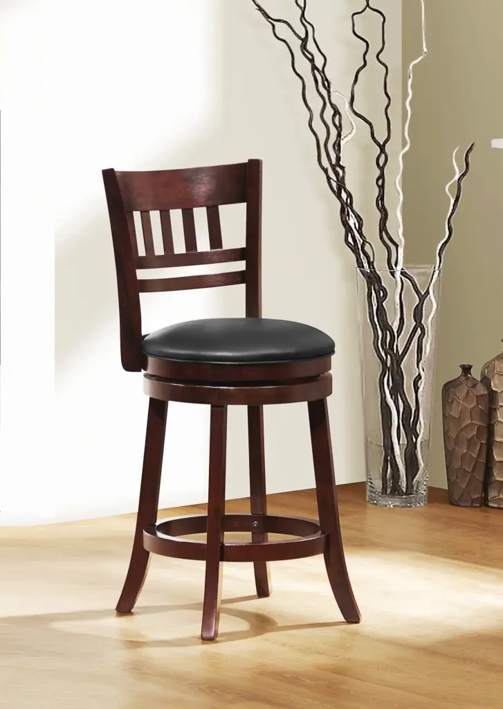 360 Degree Swivel Counter Height Chair Dark Cherry Finish Solid Timber kanepe