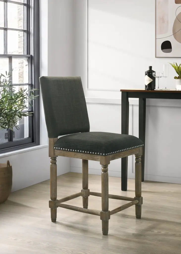 Everton 19.5 Inch Gray Counter Height Chair Trim lilola home