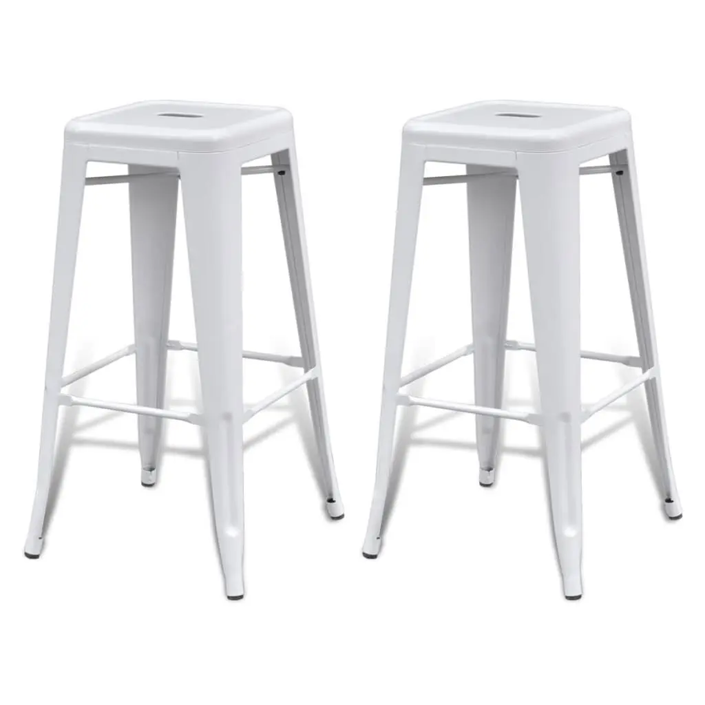2-Pack White Steel Bar Stools Kitchen Counter or Breakfast Nook