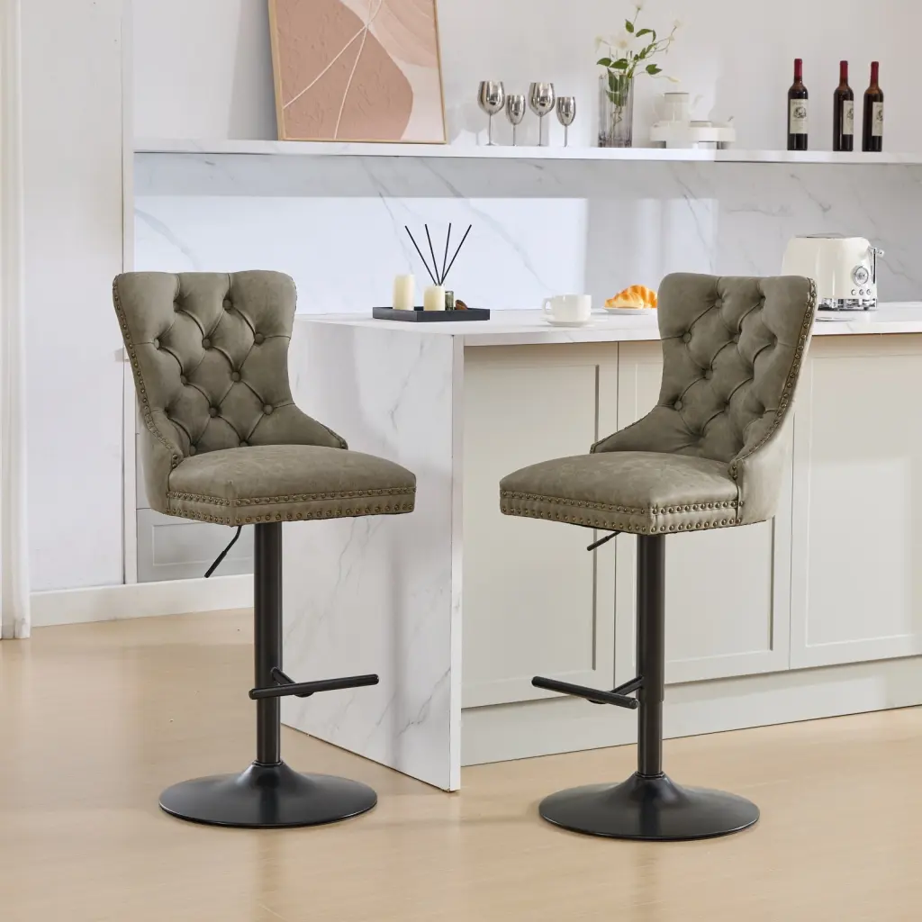 Aged Retro PU Swivel Barstools Adjustable Seat Height 25-33 Inch a-a furniture