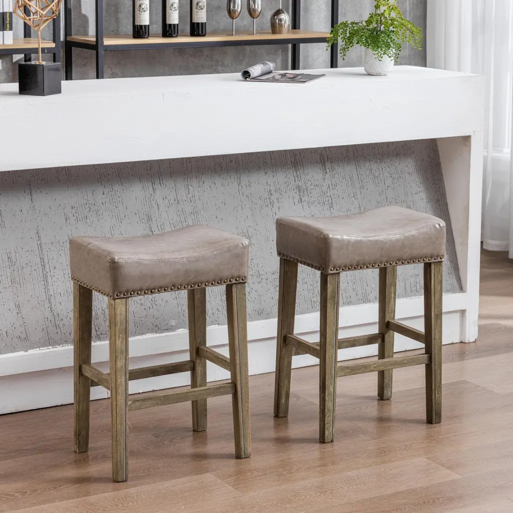 Counter Height 26 Inch Bar Stools Kitchen Counter Backless Faux Leather a-a furniture