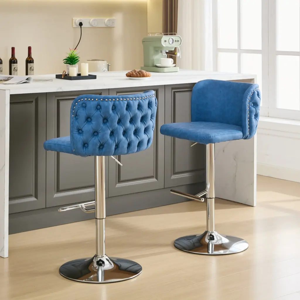 Swivel Barstools Adjustable Seat Height Chrome Base Modern PU Upholstered Stool a-a furniture