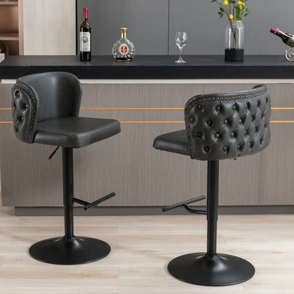 Swivel Barstools Adjustable Seat Height Modern PU Upholstered Bar Stools a-a furniture