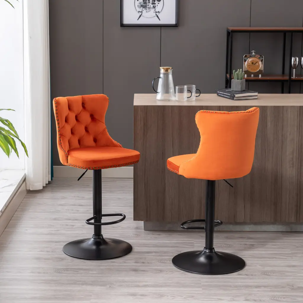Swivel Velvet Barstools Adjustable Seat Height from 25 to 33 Inch 17.7 Inch Wide a-a furniture