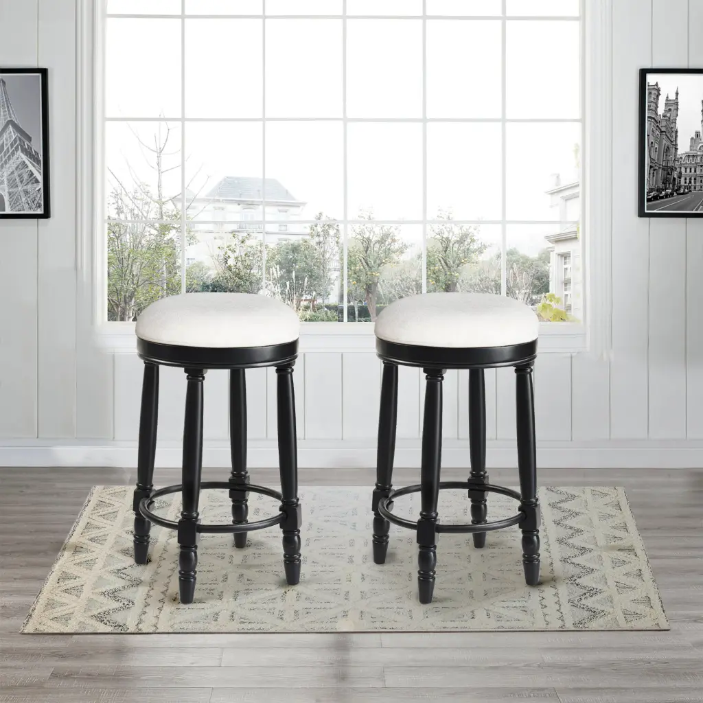 Set 2 Black Swivel Bar Stools Timberen Accent agody furniture