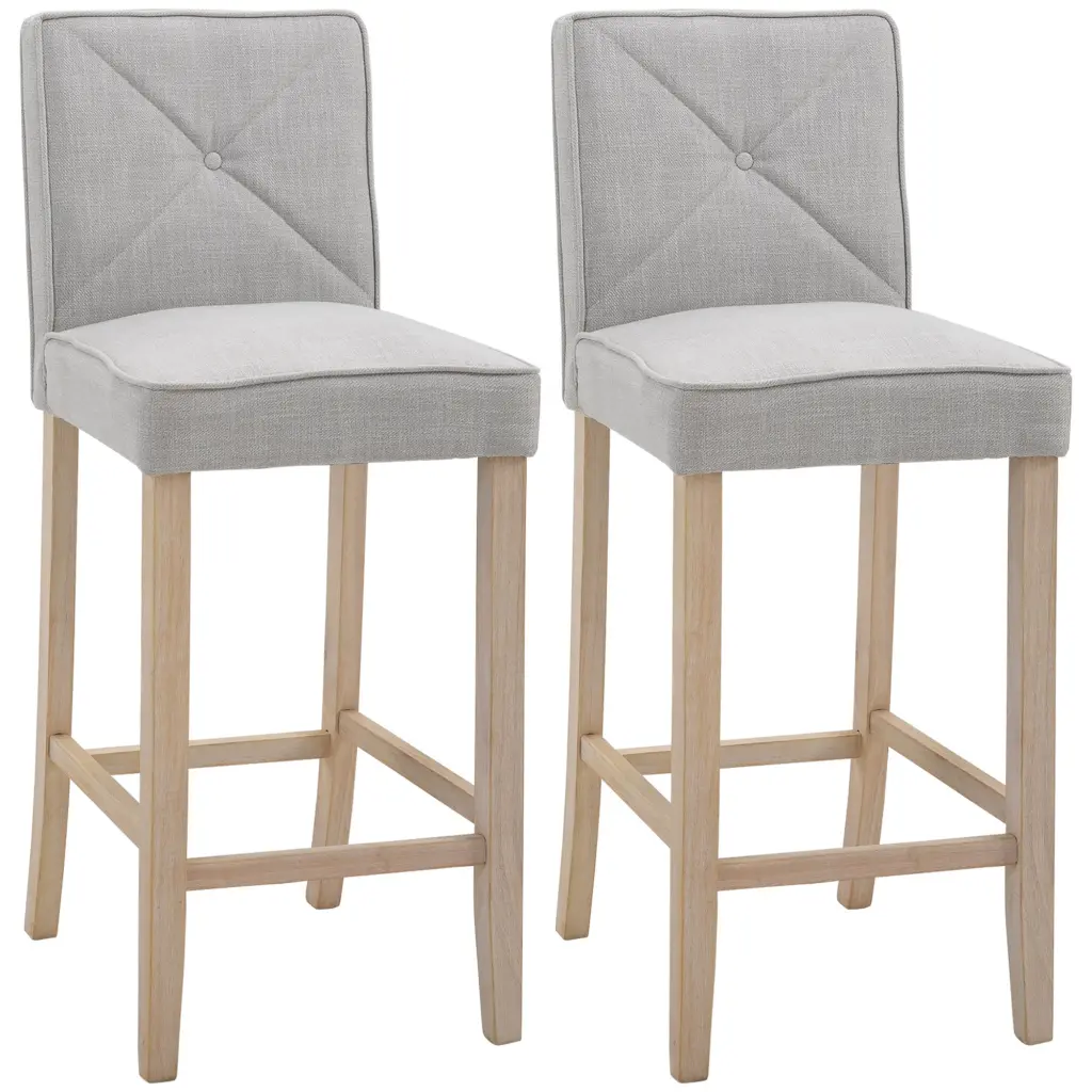 Homcom Modern Bar Stools Set 2 Upholstered Bar Height Kitchen Stools aosom business