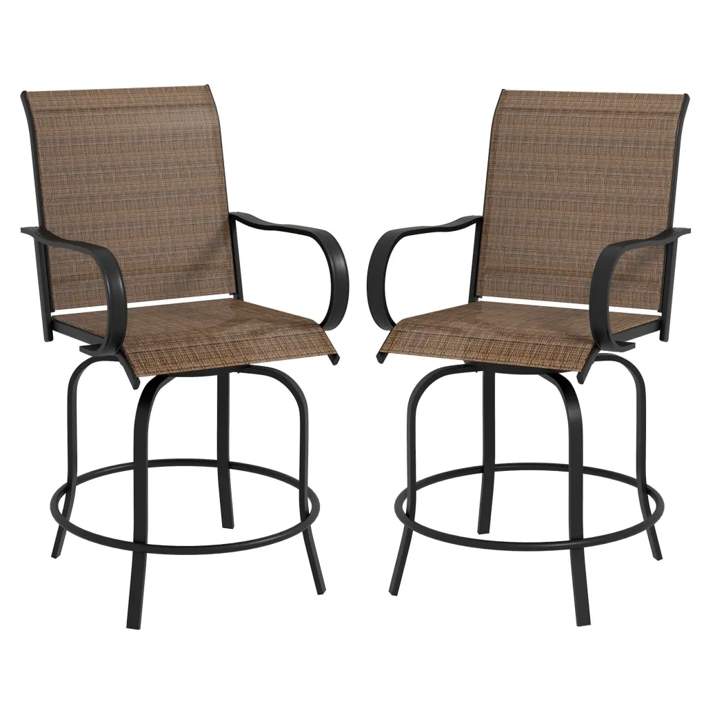Outsunny Outdoor Bar Stools Armrests Set 2 360 Swivel Bar Height Stools aosom business
