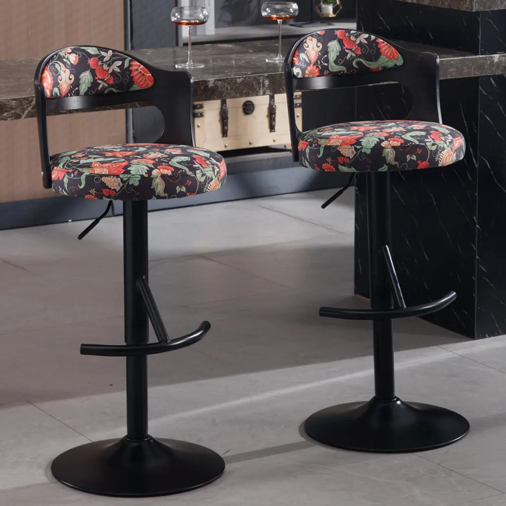 Customizable Swivel Bar Stool Solid Timber Backrest Kitchen Counter And Bar ayulife