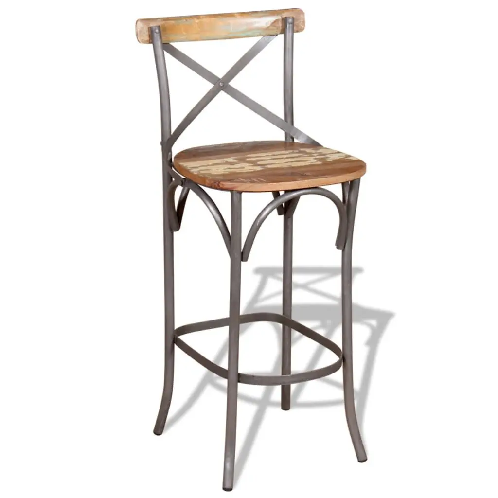 Bar Chair Solid Reclaimed Wood Industrial Style Stool