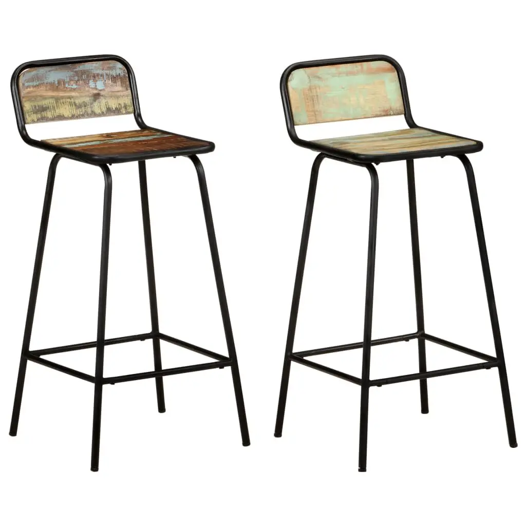 Bar Chairs 2 pcs Solid Reclaimed Wood Counter Stools