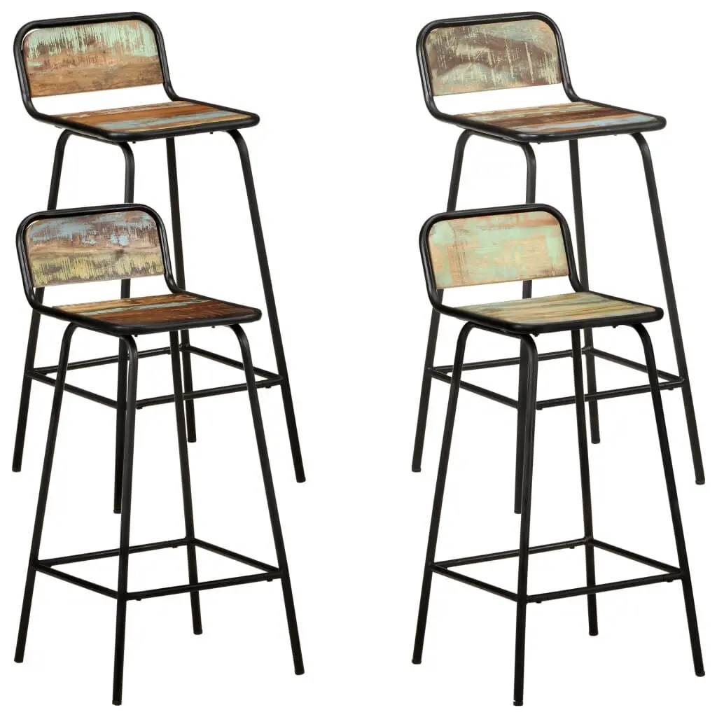 Bar Chairs 4 pcs Solid Reclaimed Wood Counter Stools Set