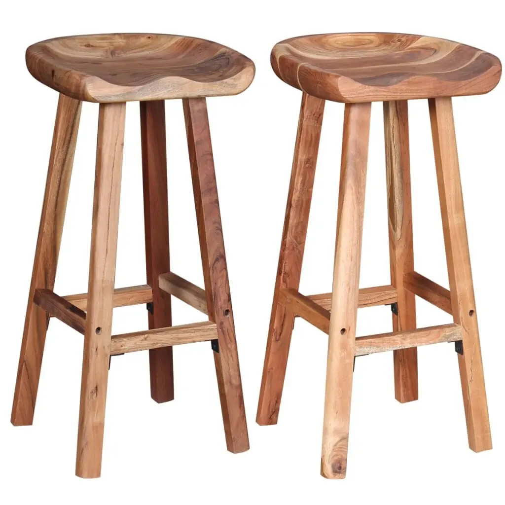 Bar Stools 2 Pack Solid Acacia Wood Counter Height Stools