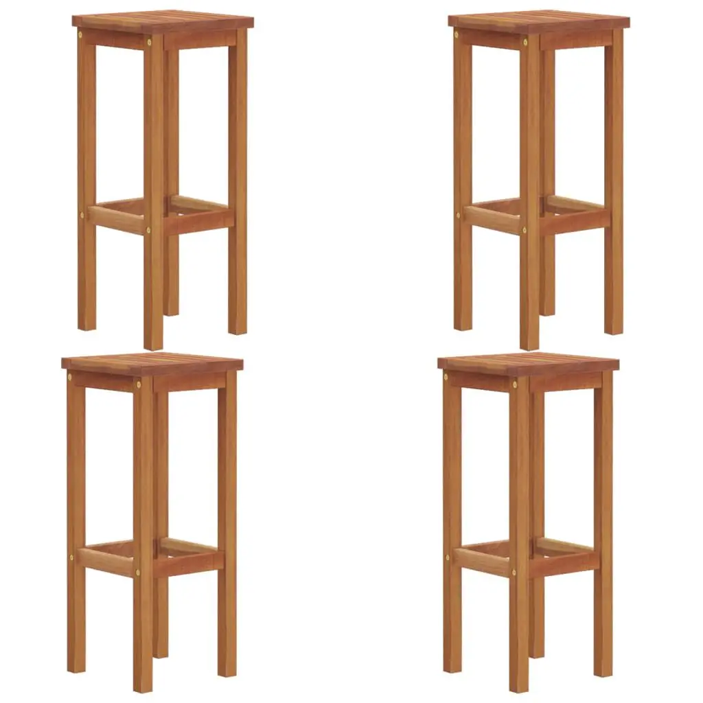 Bar Stools 4 pcs Solid Wood Acacia Kitchen and Bar