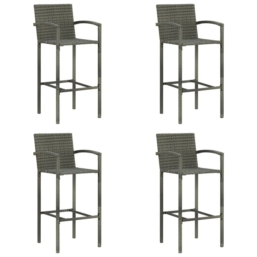 Bar Stools Set 4 Gray Poly Rattan Counter Height Stools
